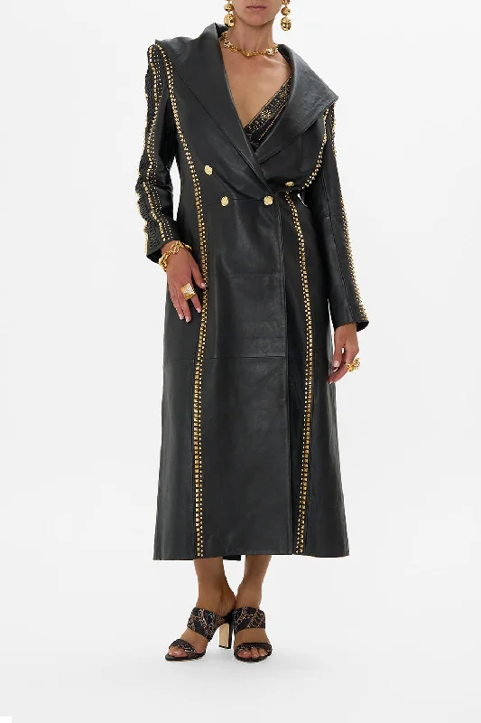 Sports And Leisure LONG LEATHER COAT WITH HOOD CALL ME CLEOPATRA