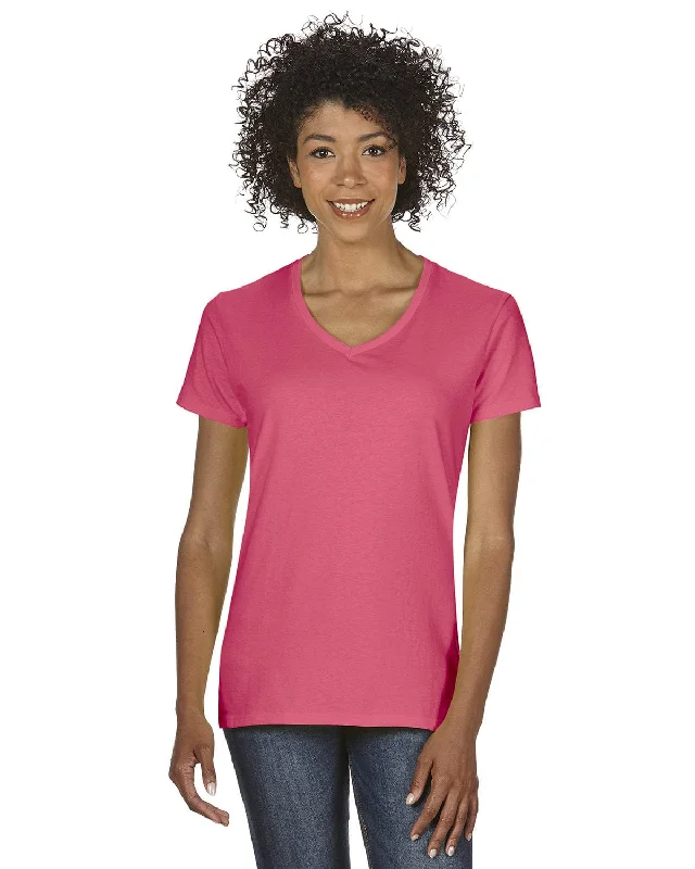 New Autumn And Winter Styles Gildan Ladies Heavy Cotton 5.3 oz. V-Neck T-Shirt | Coral Silk