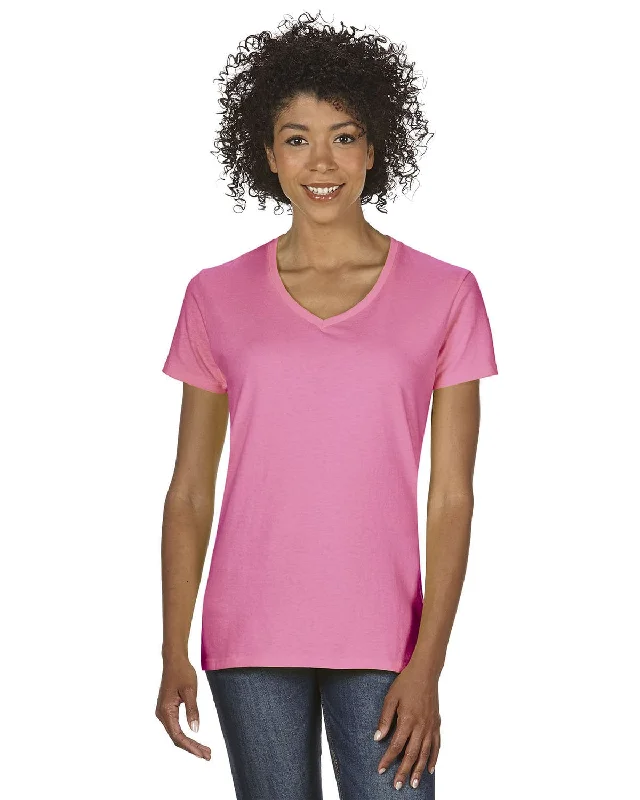 Luxury And Elegant Gildan Ladies Heavy Cotton 5.3 oz. V-Neck T-Shirt | Azalea