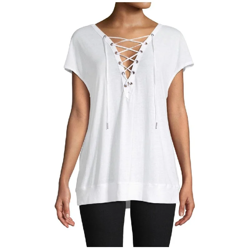 Exquisite Craftsmanship Calvin Klein Women's Performance Classic Lace Up Tee Icy Wash White XL - Black - XL (16)