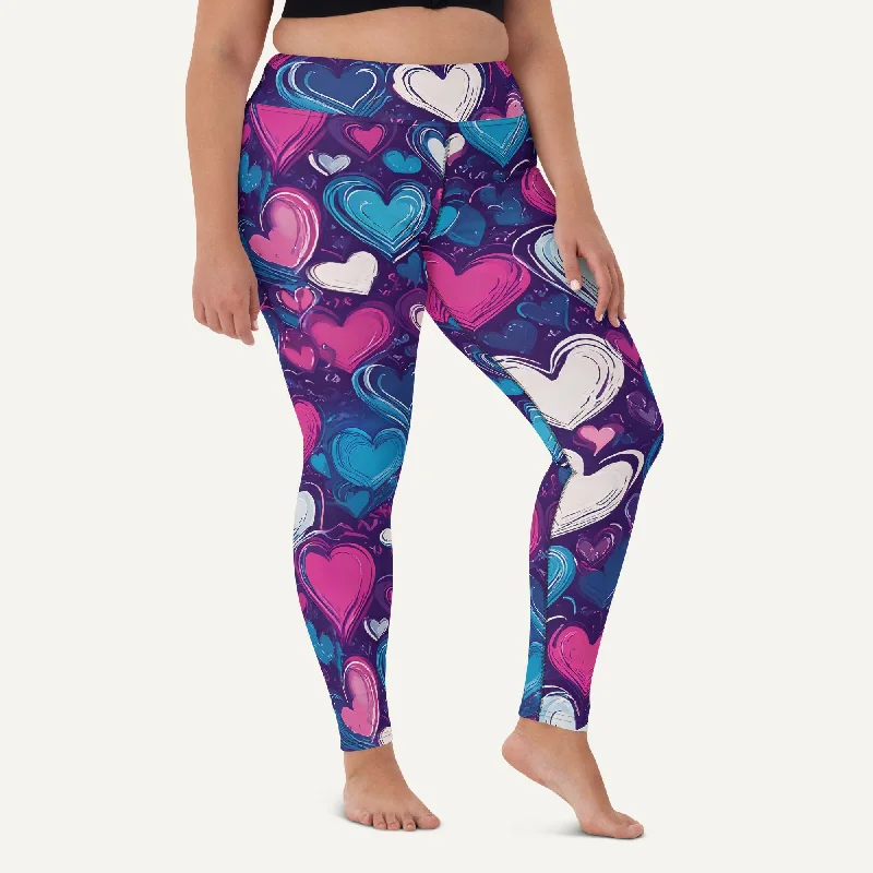 Must-have For Fashion Scribble Hearts High-Waisted Leggings