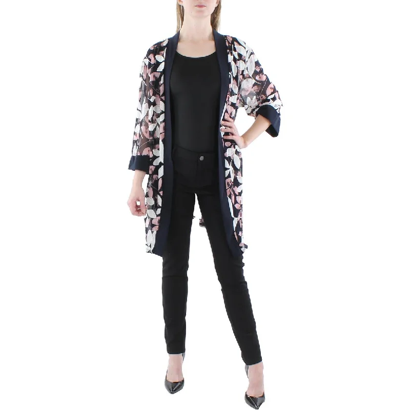 Sports Trend R&M Richards Womens Plus Mesh Printed Duster Blazer