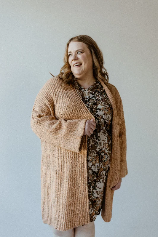 Soft And Comfortable CUFFED AND BELTED CARDIGAN IN DUSTY TERRACOTTA