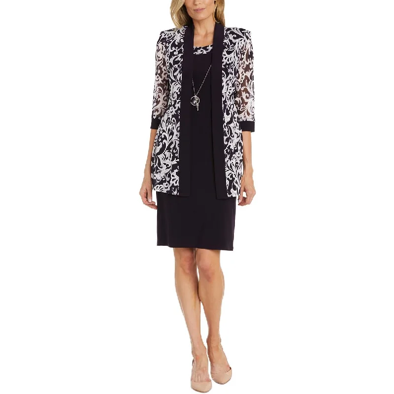 Simple Matching R&M Richards Womens Mesh Printed Duster Blazer