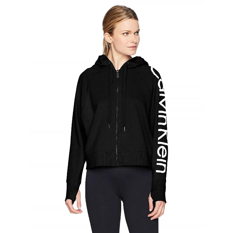 Fashion Innovation Calvin Klein Performance Women's Logo Terry Hoodie Black Size Small - S