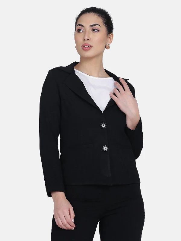 Fashion Design Poly Moss Blazer - Black