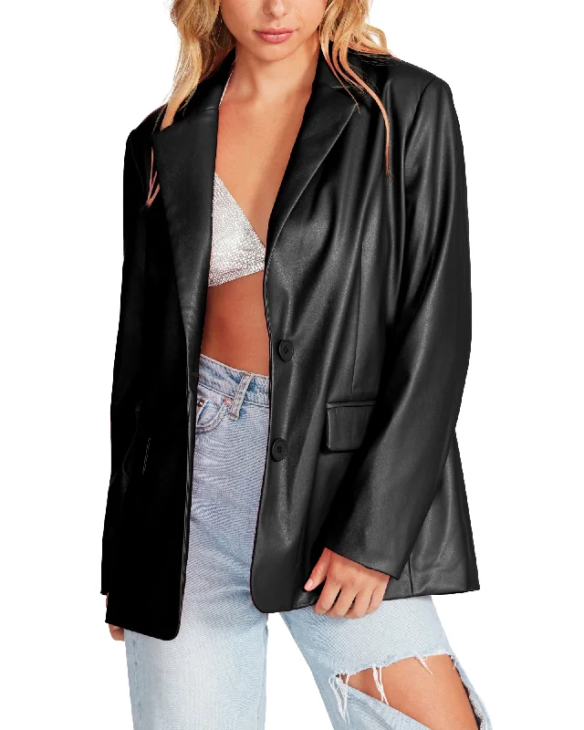 Integrated Design VEGAN LEATHER BOYFRIEND BLAZER BLACK