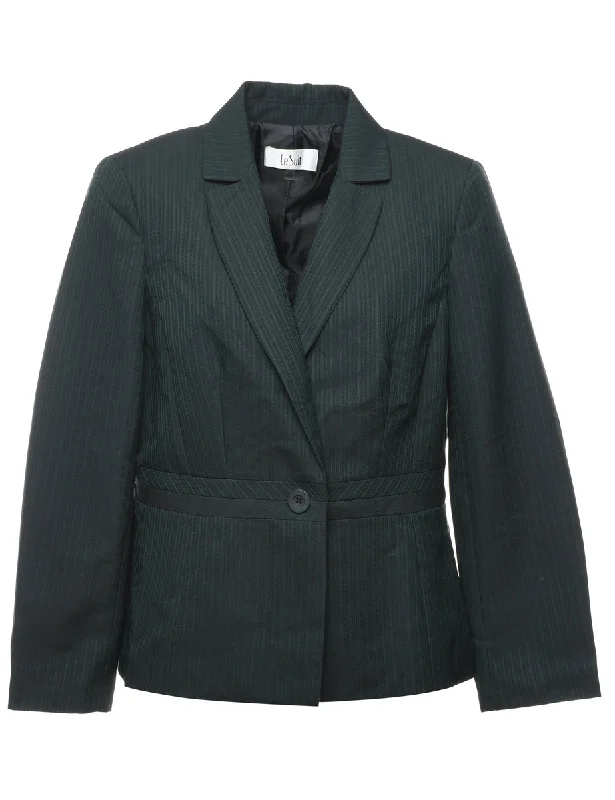 Elegant And Casual Dark Green Striped Blazer - L