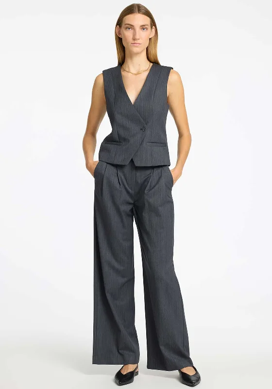 Classic Style Selected Femme Fenia Asymmetric Waistcoat, Grey