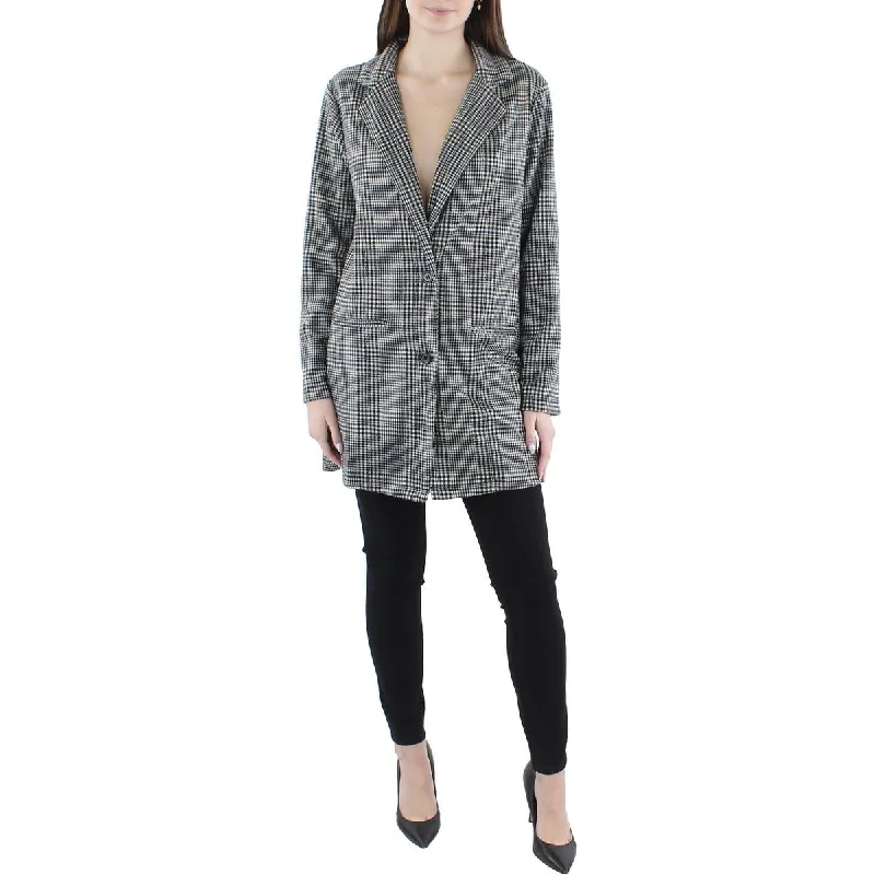 Simple Matching City Studios Womens Juniors Woven Plaid Two-Button Blazer