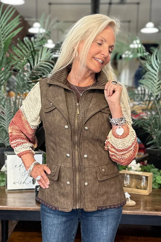 Simple And Comfortable EXCLUSIVE DESIGN  Faux Leather Brown Vest by GALLOP 'N GLITZ