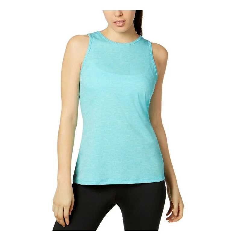 Sweet Style Ideology Women's Heathered Keyhole-Back Tank Top Aqua Size Extra Large