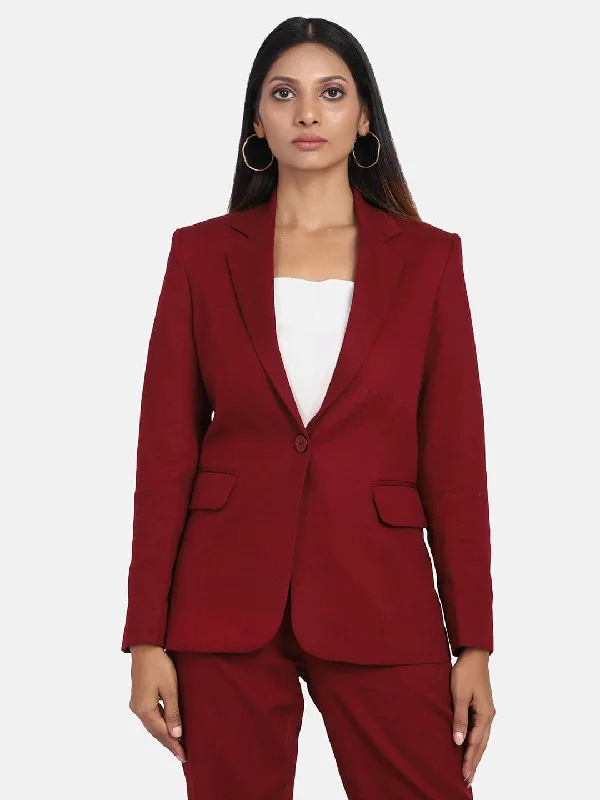 Must-have For Fashion Cotton Blazer - Wine Red