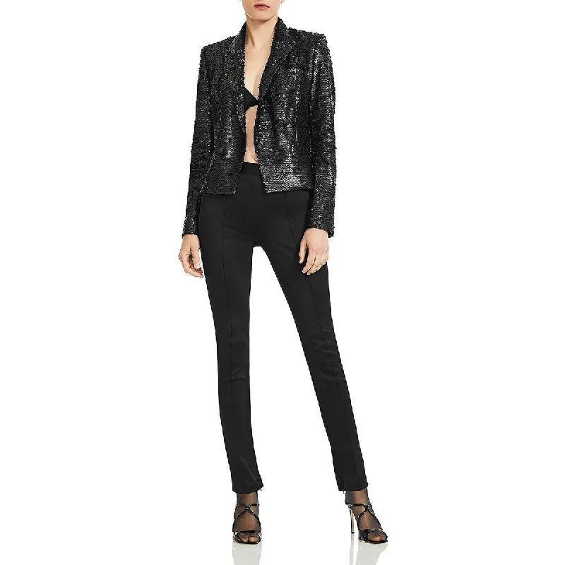 Luxury And Elegant L'Agence Womens Brooke Sequined Open Front Double-Breasted Blazer