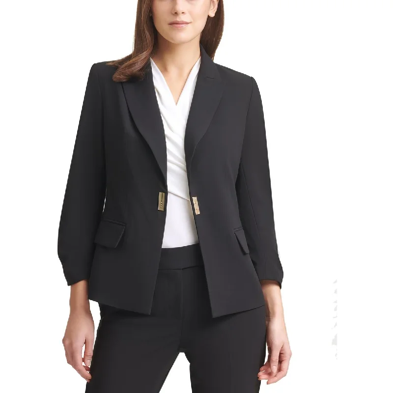 Avant-garde Design DKNY Womens Petites Woven Snap Front One-Button Blazer