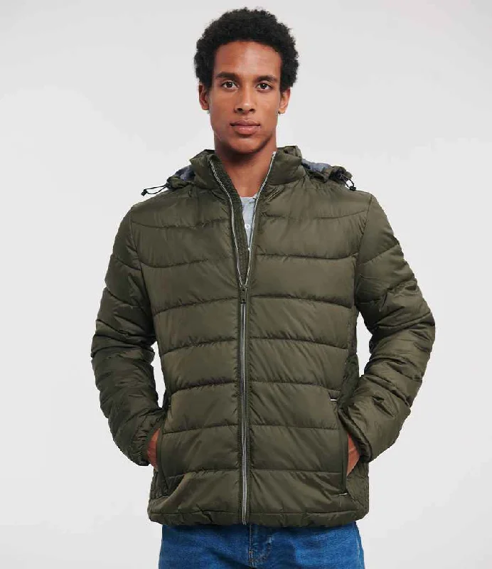 High Street Fashion Russell Hooded Nano Padded Jacket | Dark Olive