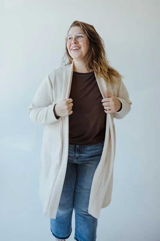 Boutique Recommendation OPEN FRONT HORIZONTAL TEXTURED CARDIGAN IN TOASTY