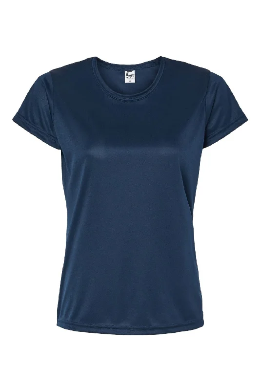 Basic Version C2 Sport Womens Performance Moisture Wicking Short Sleeve Crewneck T-Shirt - Navy Blue