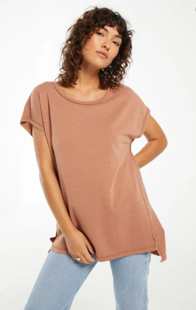 Feminine Charm Z Supply Frankie Sweatshirt Tunic Tee Vintage Brown