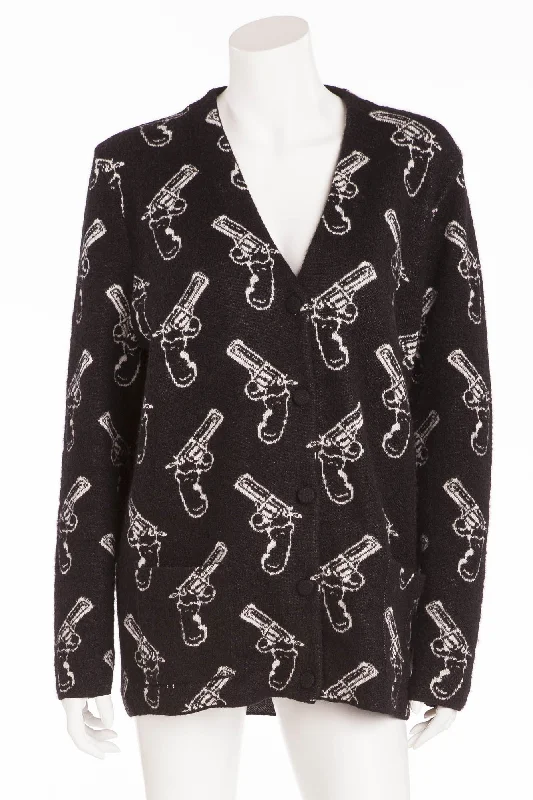 Basic Version Saint Laurent - Gun Pop  Black + White Long Sleeve Cardigan Size  M