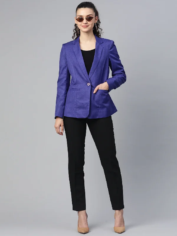 Exquisite Craftsmanship Notched collar  blazer - Royal Blue