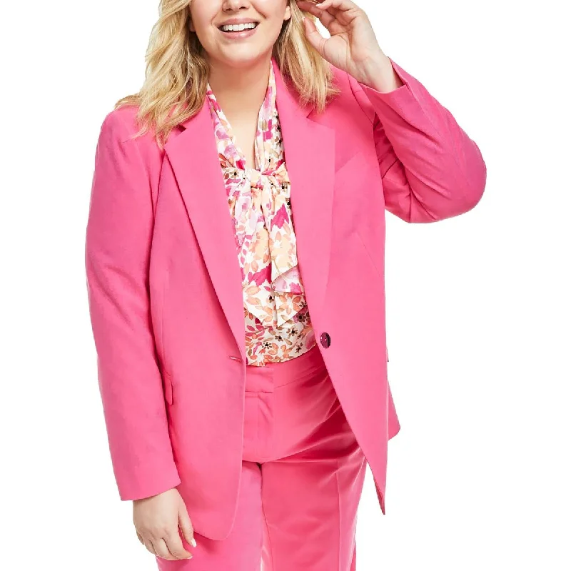 European Plan Bar III Womens Plus Stretch  One-Button Blazer