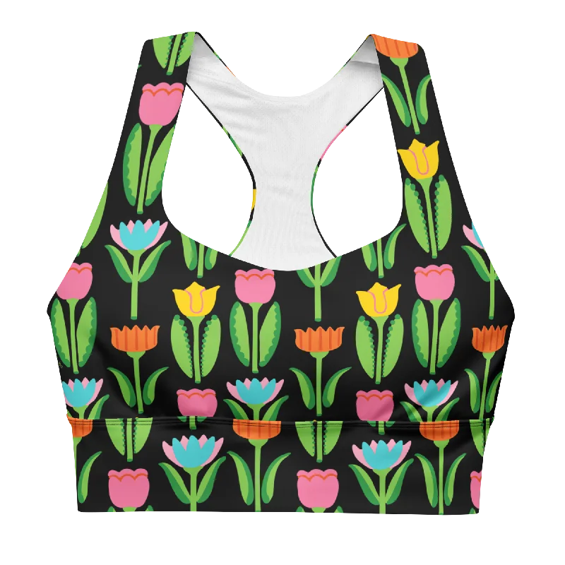 End Of The Year Tulip Garden Longline Sports Bra