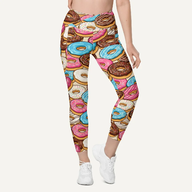 High Street Design Donut Party Crossover Leggings With Pockets