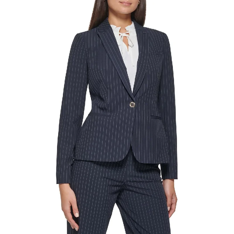 Minimal Style Tommy Hilfiger Womens Pinstripe  One-Button Blazer