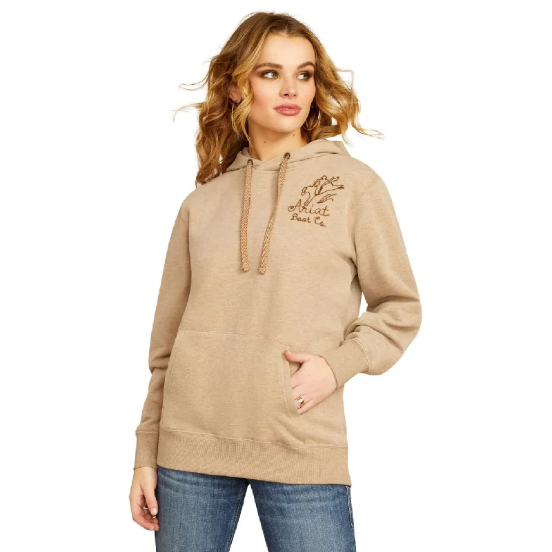 Personalized Outfit Ariat Women's Bronco Stitch Hoodie, Dark Oatmeal Heather