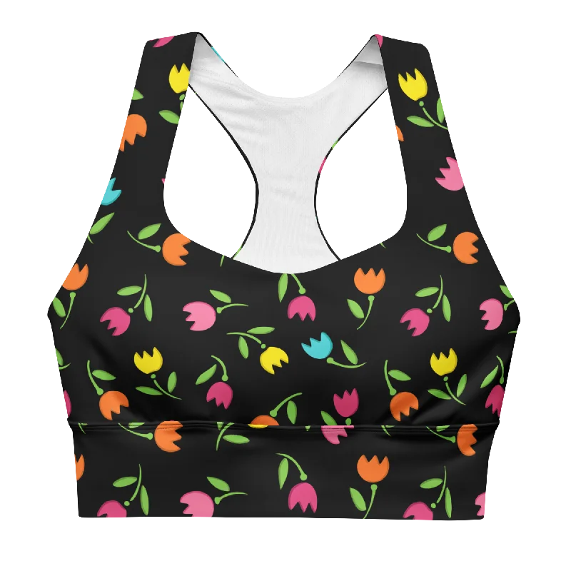 Personalized Wear Tulips Longline Sports Bra