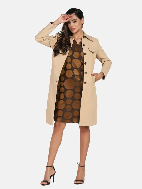 Elegant Design Stretch OverCoat - Beige