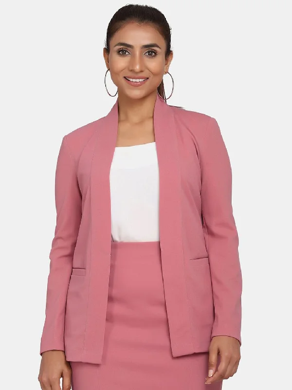 Versatile Items Stylish Lapel less Stretch Blazer for Women - Pink