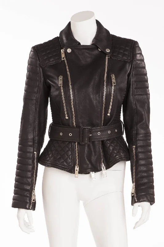 Fashion Selection Burberry - Black Leather Quilted Jacket - IT 44