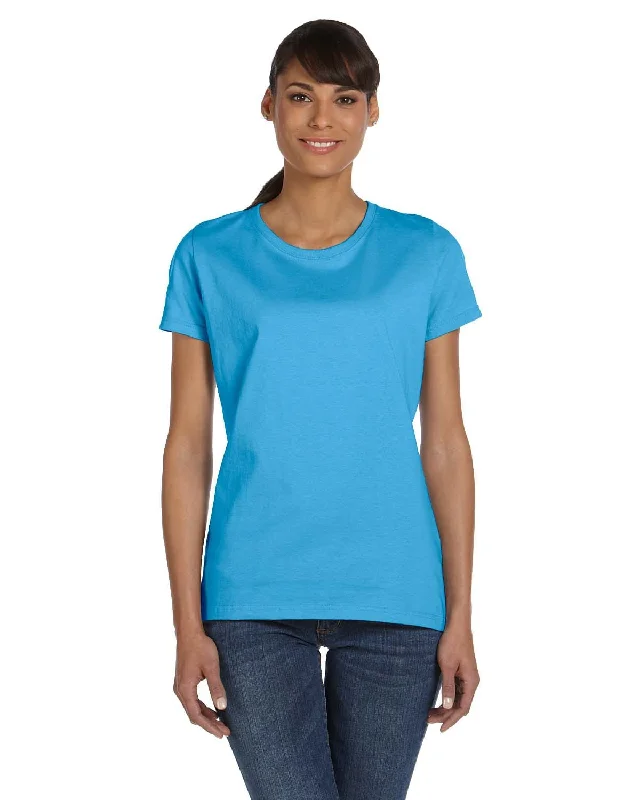 European And American Style Fruit of the Loom Ladies Heavy Cotton T-Shirt | Aquatic Blue