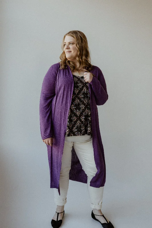 Classic Style SHIMMERY LIGHTWEIGHT DUSTER CARDIGAN IN ROYALTY