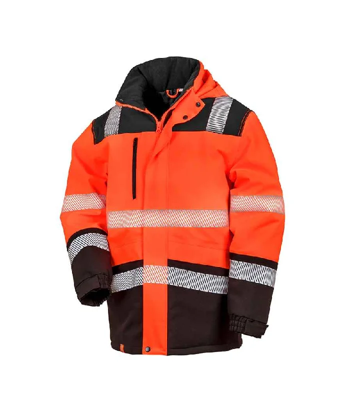 Fashionable Inner Wear Result Safe-Guard Extreme Tech Printable Soft Shell Safety Jacket | Fluorescent Orange/Black