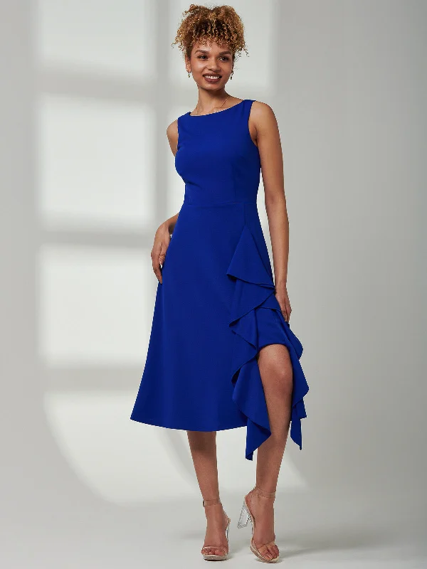 Modern City Haylen Frill Detail Midi Dress, Royal Blue