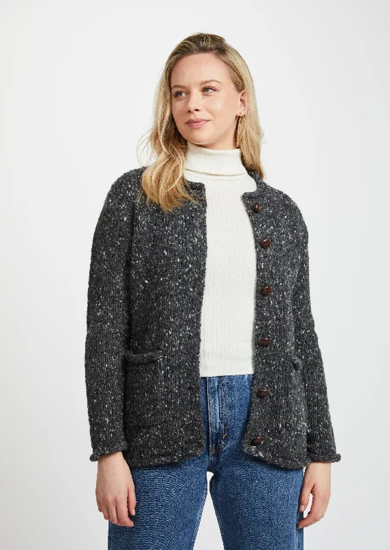 Fresh And Fashionable Ladies Donegal Wool Cardigan | Charcoal