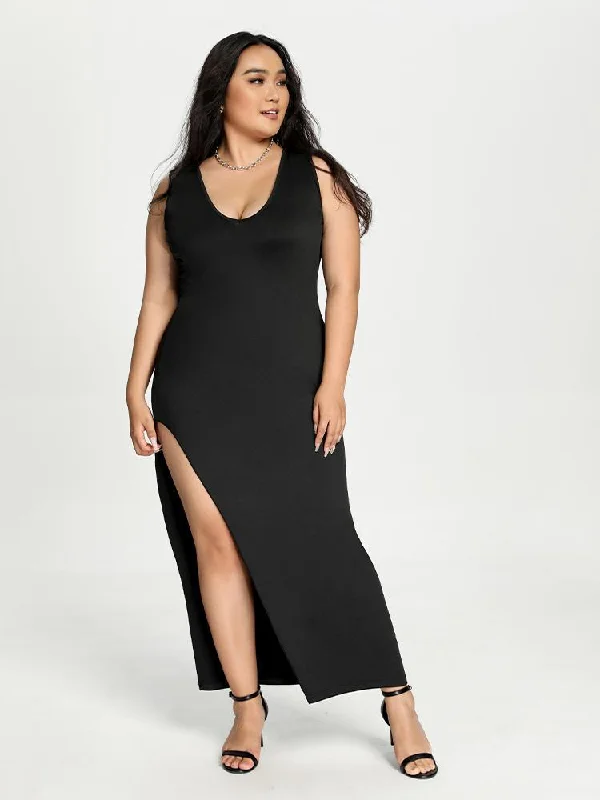 Fashion Must-have Split Solid Maxi Dress