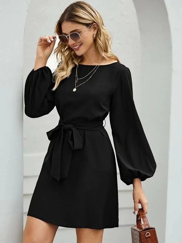 Comfortable And Versatile Elevated Casual Sweatshirt Tie Dress