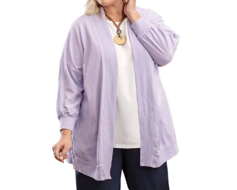 Fashionable Inner Wear Becky Solid Long Sleeve Cotton Knit Plus Size Jacket In Tahitian Breeze