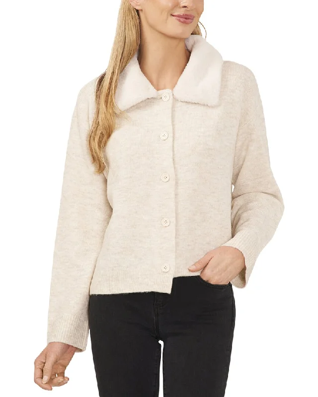 Simple And Comfortable Cece Faux Fur Collared Cardigan