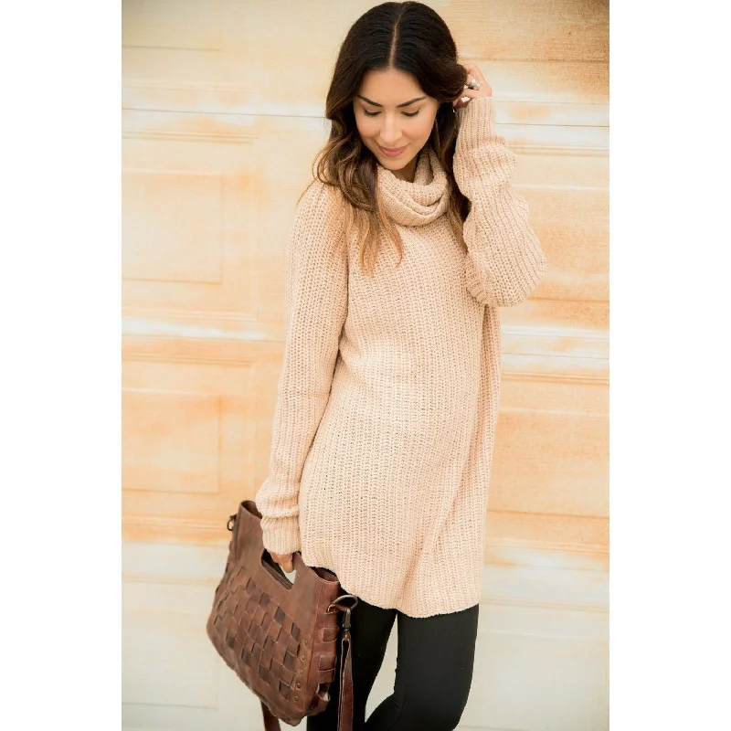 Personalized Wear Chunky Knit Cowl Neck Tunic