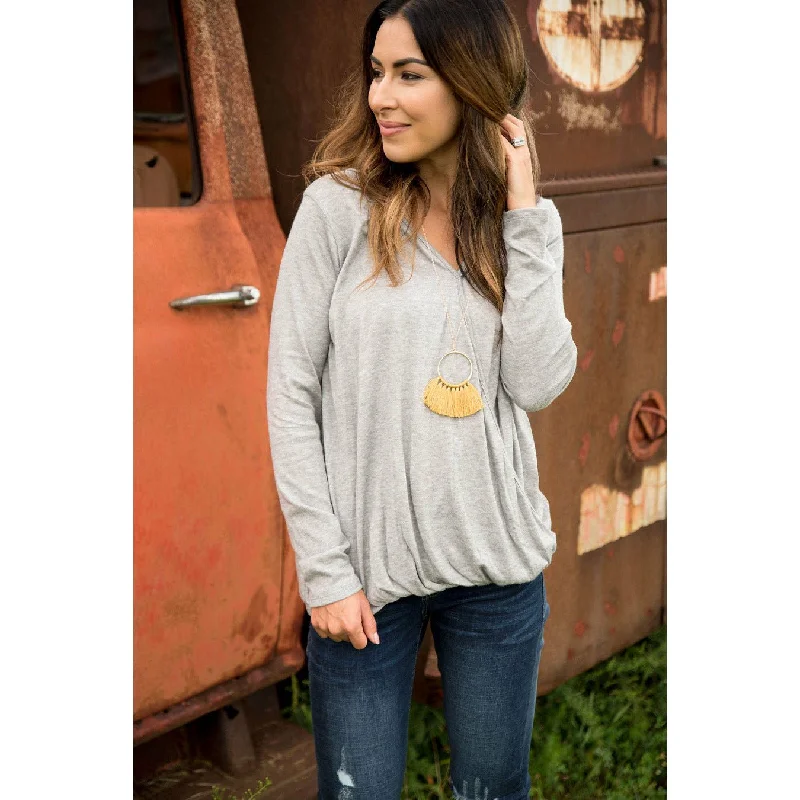 European And American Style Grey Criss Cross Sweater