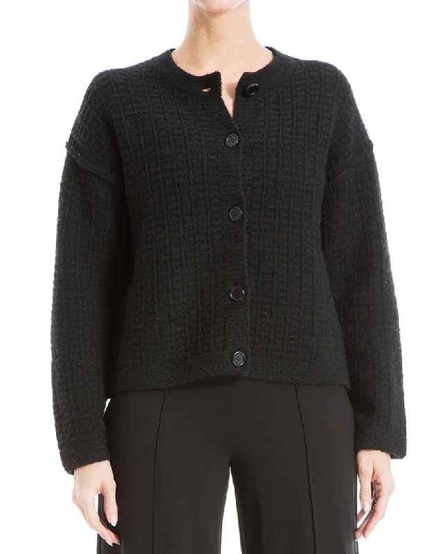 Perfect Tailoring Max Studio Button Front Wool-Blend Cardigan