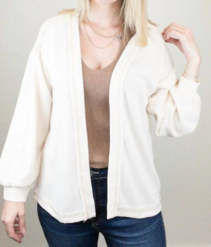 Personalized Clothing Reverse Stitch Cardigan In Cream