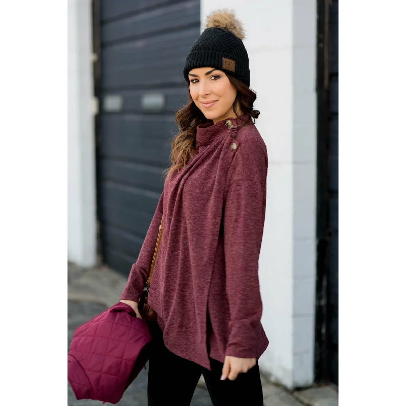 Urban Style Side Button Wrap Sweater