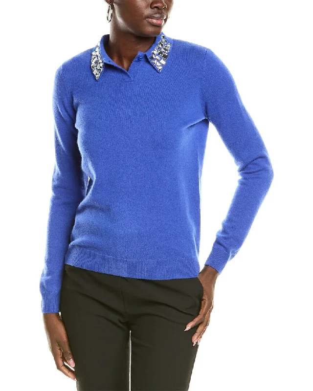 Artistic Temperament sofiacashmere Embellished Collar Cashmere Sweater