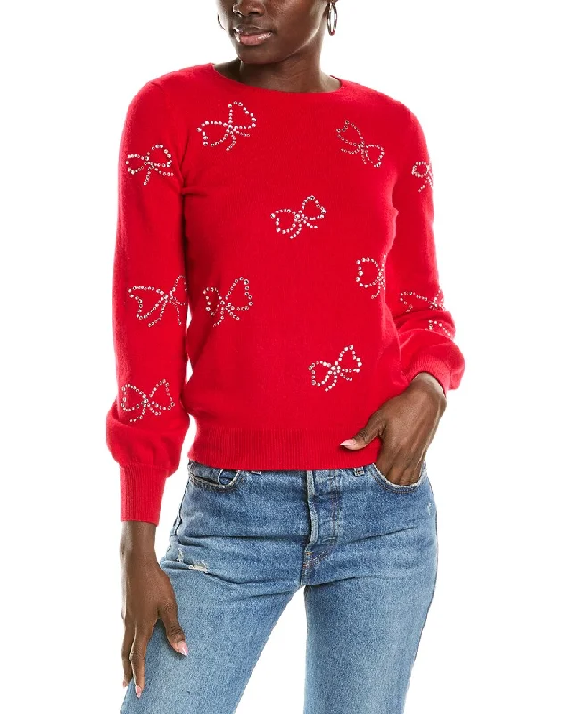 Comfortable And Cold-proof sofiacashmere Heatset Bows Cashmere Sweater